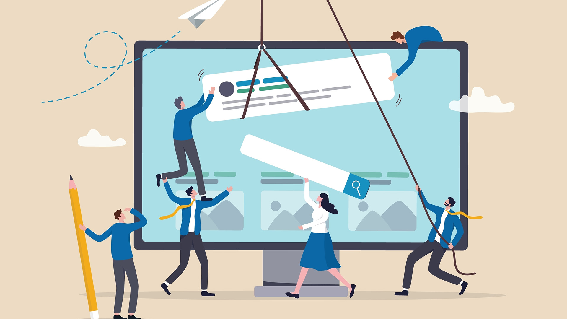 Graphic of building a website for both website design and website performance