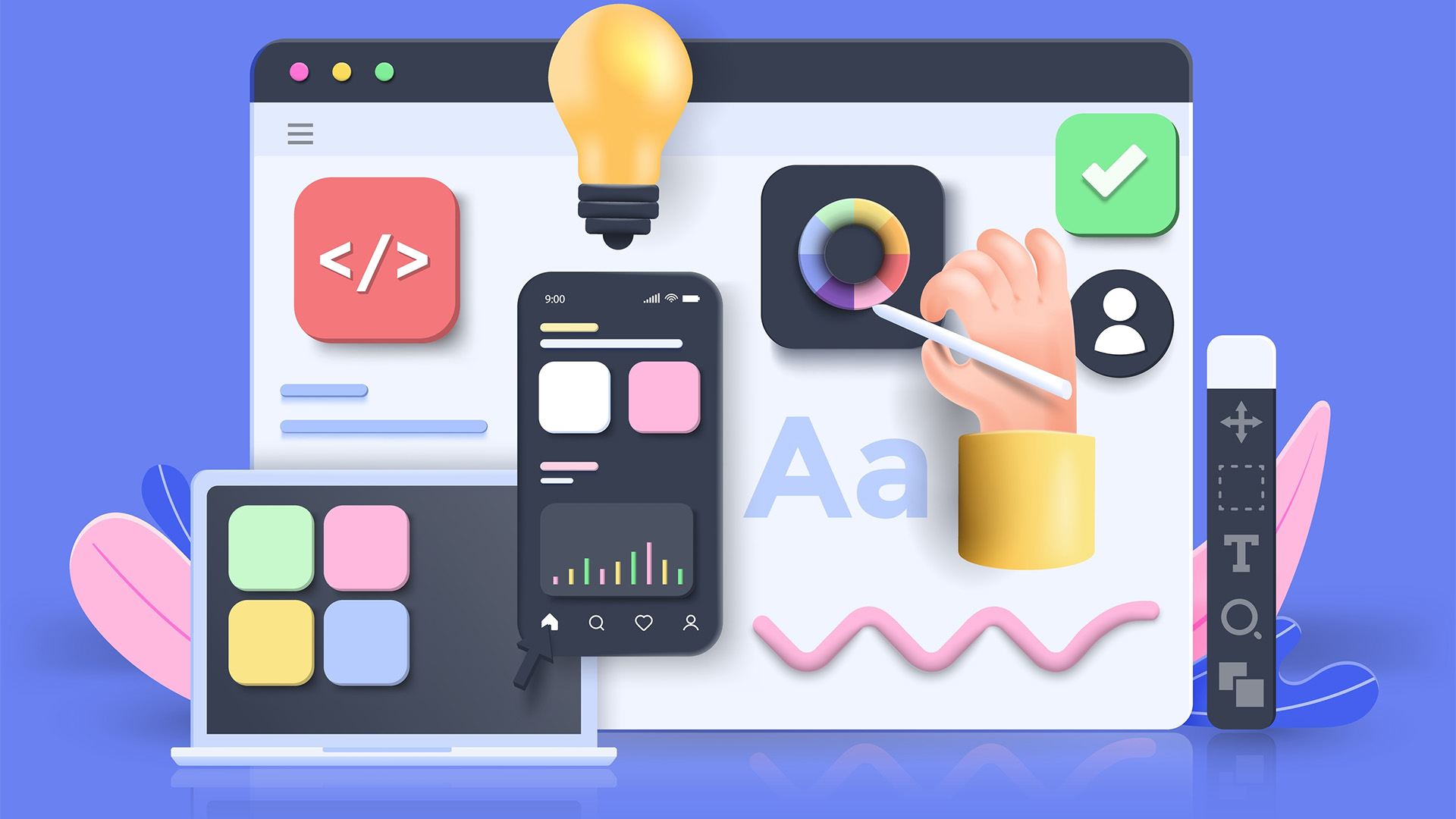 Collage of website design principles